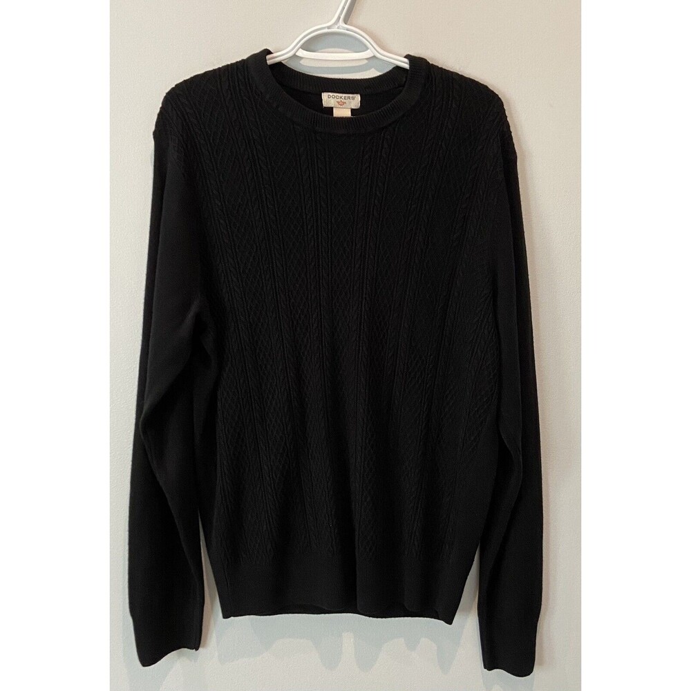 Dockers , Mens Size Lg. Black Knit Pullover Long Sleeve Sweater